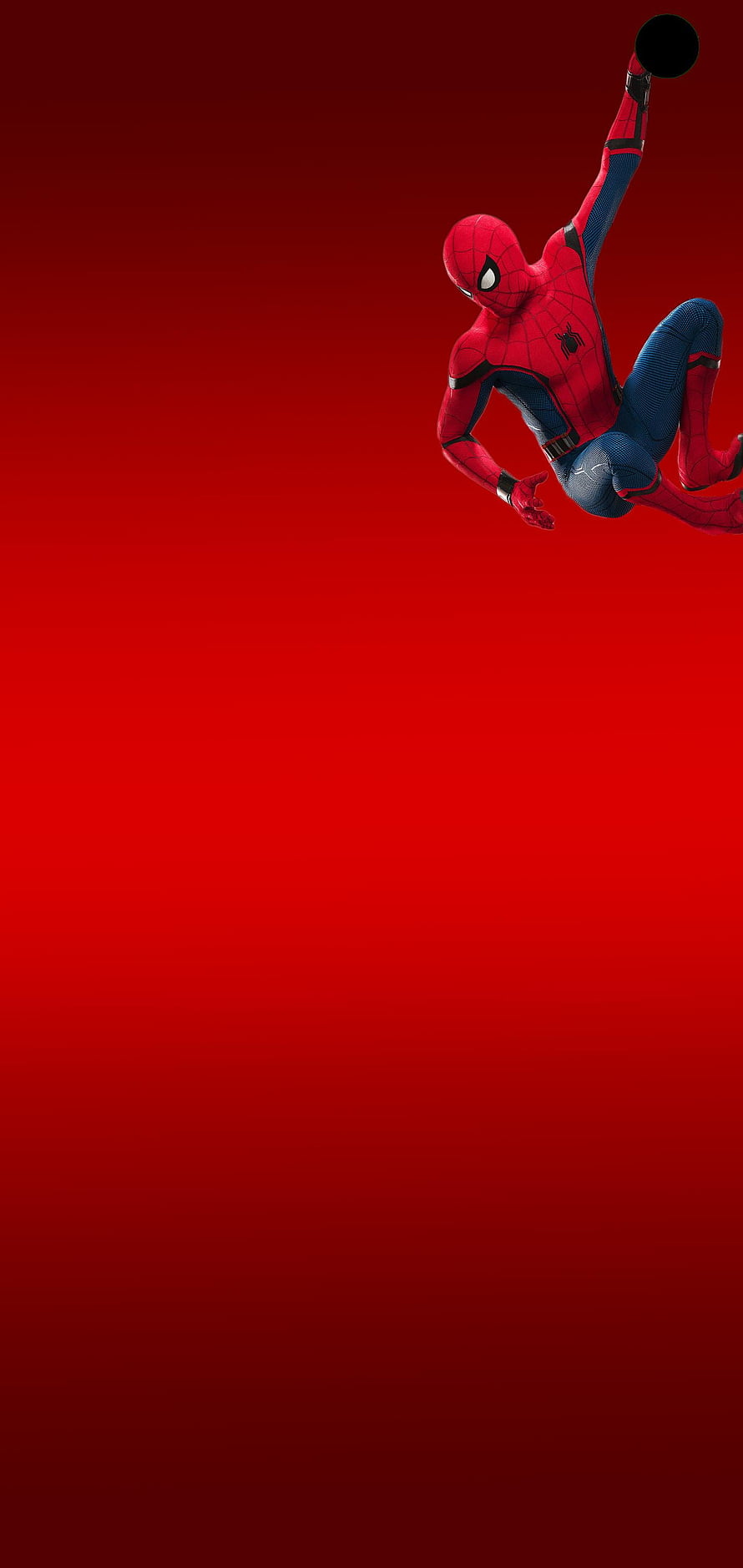 Spider-Man Swinging Through the Air Against a Bold Red Background HD phone wallpaper
