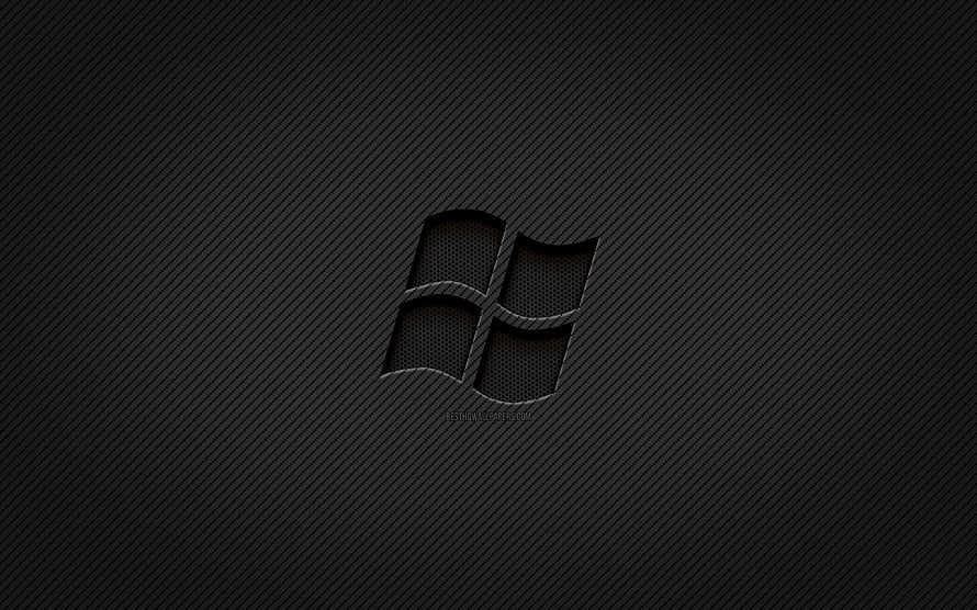 Windows Carbon Fiber Logo on Dark Textured Background HD wallpaper