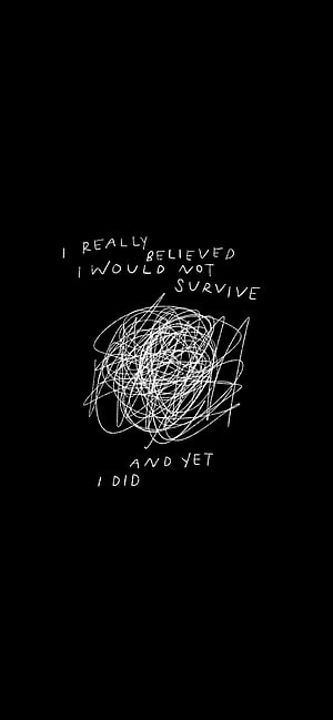 Minimalist Anxiety Art Quote on Black Background with Scribble HD phone wallpaper