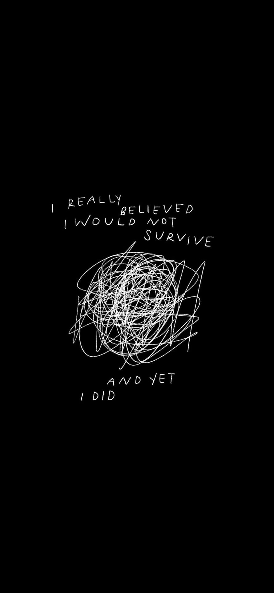 Minimalist Anxiety Art Quote on Black Background with Scribble HD phone wallpaper