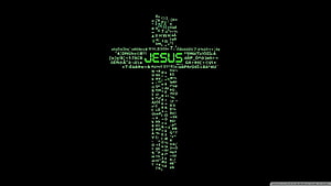 Digital ASCII Art Jesus Cross on Black Background HD wallpaper