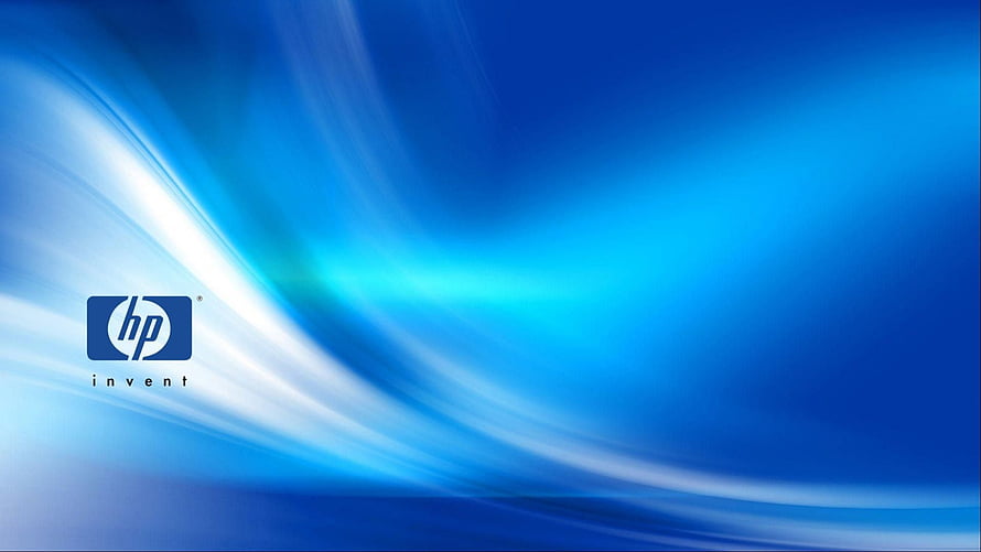 HP Invent Logo on Abstract Blue Swirl Background HD wallpaper