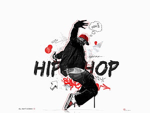 Dynamic Hip Hop Dancer Illustration with Graffiti and Street Art Elements HD wallpaper