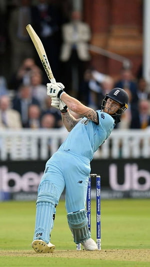 Ben Stokes Playing Cricket in Light Blue England Kit HD phone wallpaper