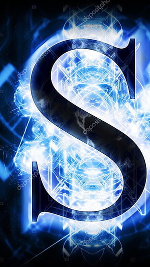 Glowing Letter S with Electric Blue Digital Network and Abstract Geometric Patterns HD phone wallpaper