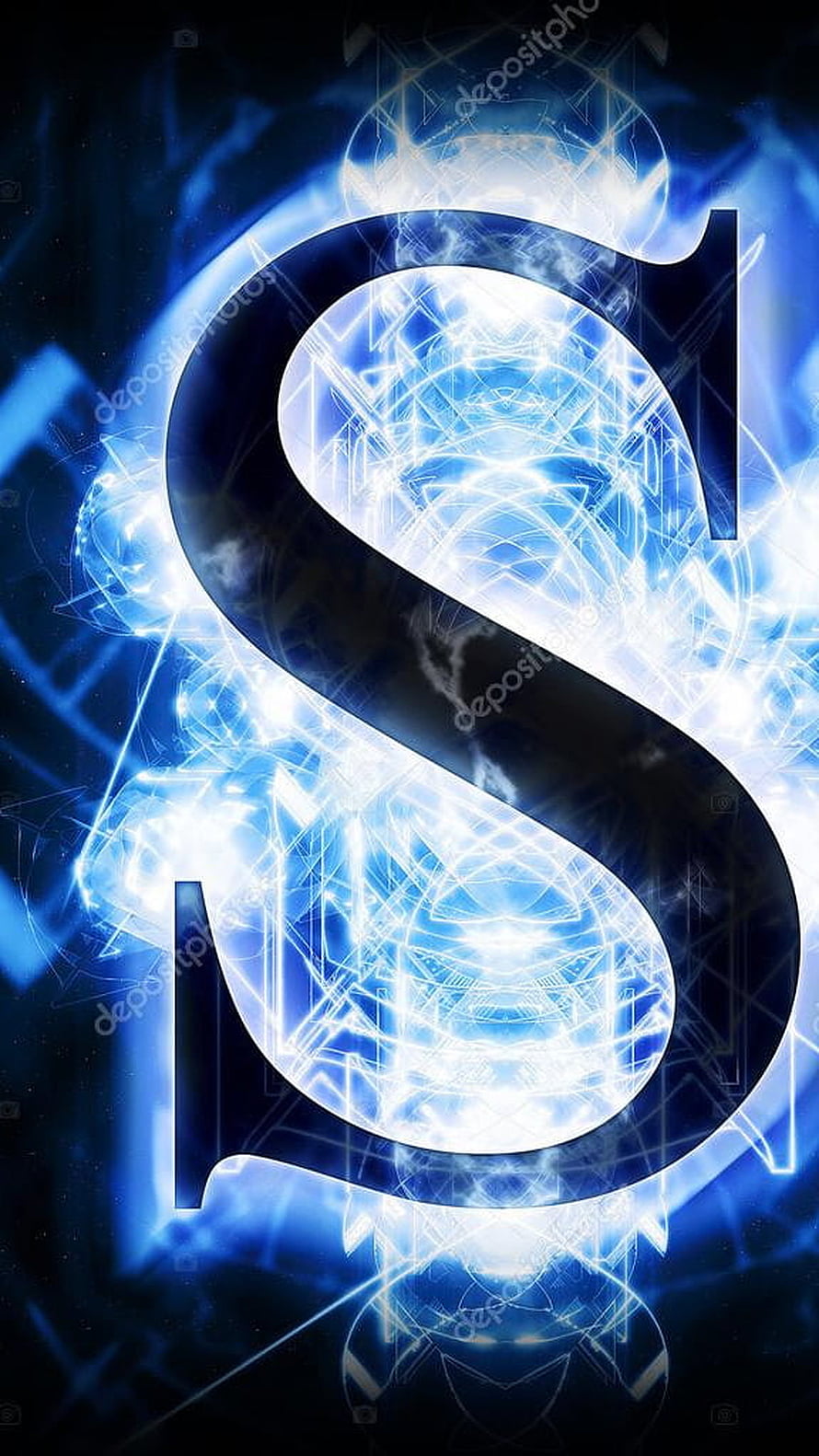 Glowing Letter S with Electric Blue Digital Network and Abstract Geometric Patterns HD phone wallpaper