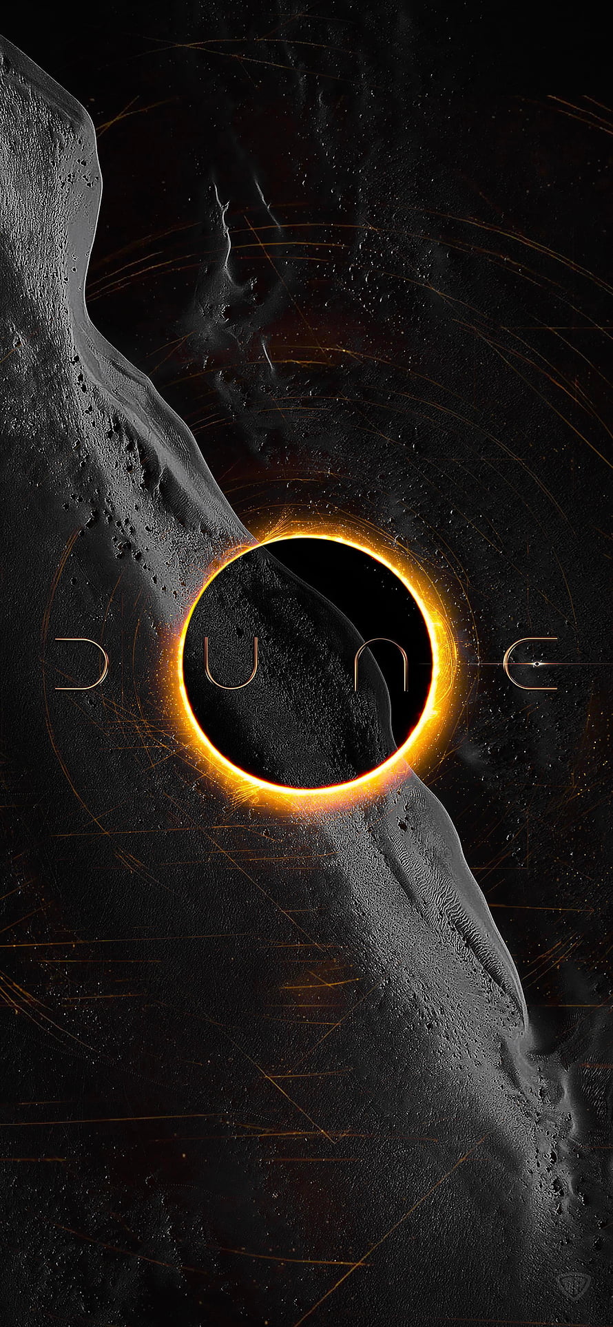Dune Part Two Official Movie Poster with Golden Ring and Desert Dunes HD phone wallpaper