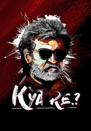 Rajinikanth Stylized Portrait with Sunglasses and Bold Red Background HD phone wallpaper