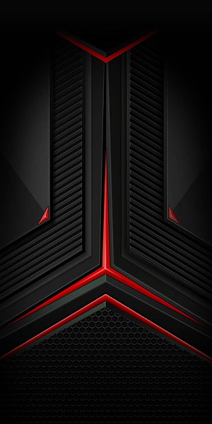 Sleek Black and Red Geometric Phone Design with Angular Lines and Hexagonal Texture HD phone wallpaper