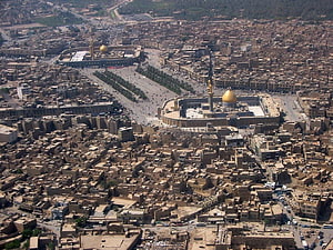 Aerial View of Karbala Old City with Imam Husayn and Hazrat Abbas Shrines HD wallpaper