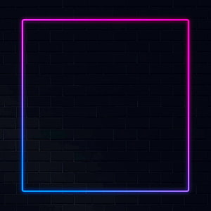 Gradient neon square frame glowing on a dark brick wall background HD phone wallpaper