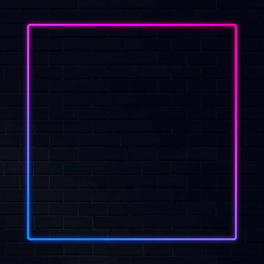 Gradient neon square frame glowing on a dark brick wall background HD phone wallpaper