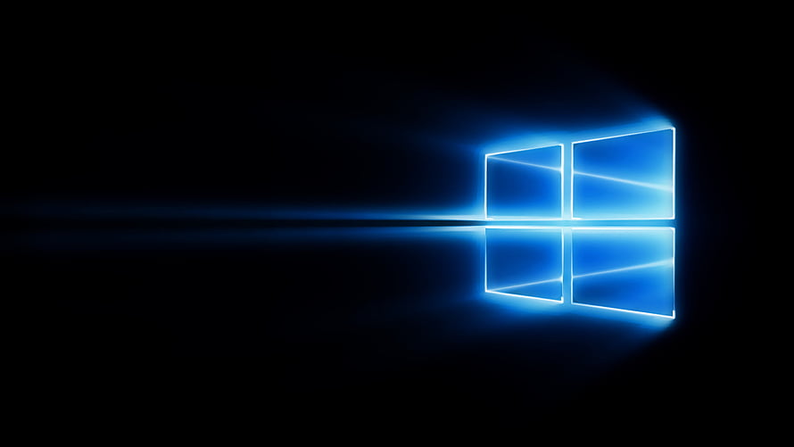 Glowing Windows 10 Logo with Neon Blue Light Trail on Black Background HD wallpaper