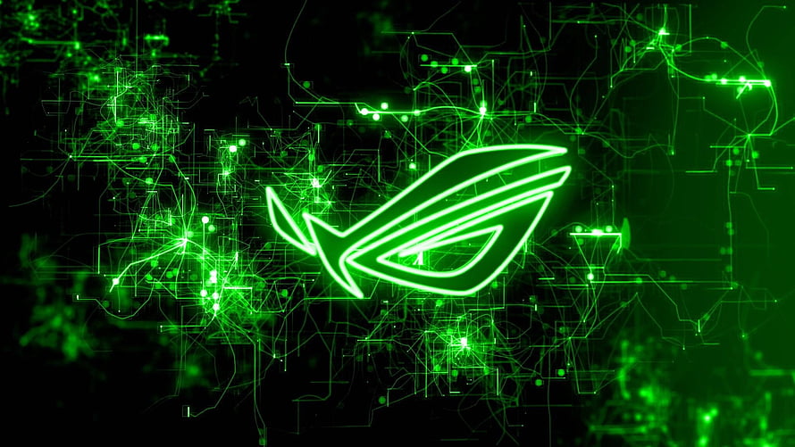 Asus ROG Green Neon Circuit Board Abstract Technology Background HD wallpaper