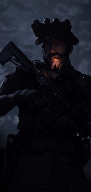 Captain Price smoking a cigarette in tactical gear from Call of Duty Modern Warfare HD phone wallpaper