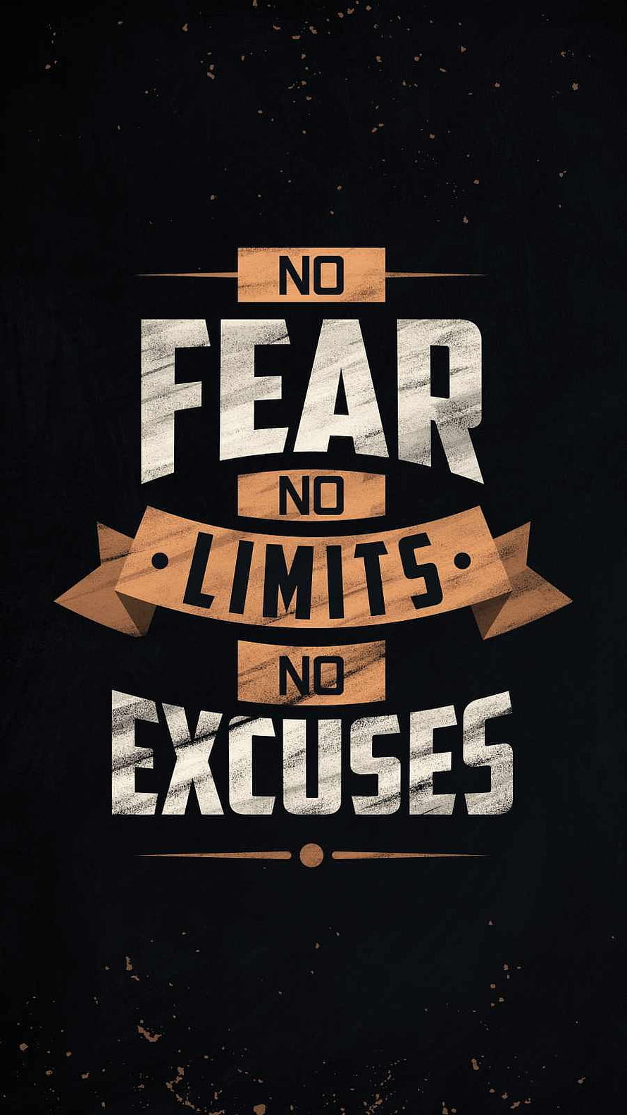 No Fear No Limits No Excuses Motivational Typography Poster on Dark Background HD phone wallpaper