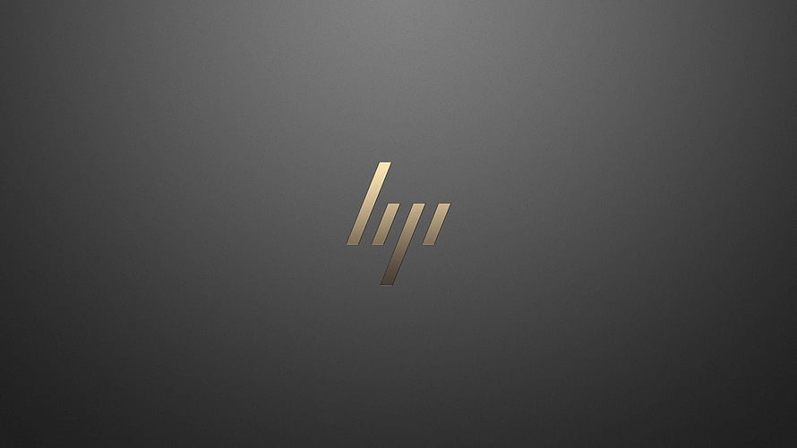 HP Spectre Gold Logo on Dark Gray Minimalist Background HD wallpaper