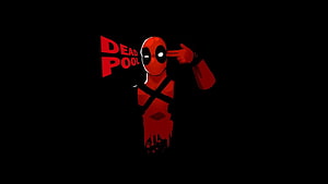 Deadpool Red Suit Cartoon Illustration on Black Background HD wallpaper