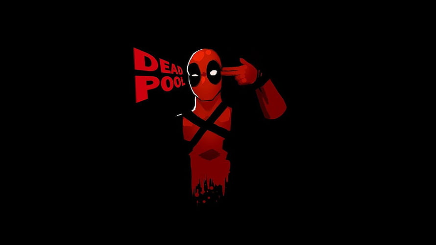Deadpool Red Suit Cartoon Illustration on Black Background HD wallpaper