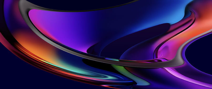 Vibrant Liquid Metal Abstract Waves in Purple and Blue Tones HD wallpaper