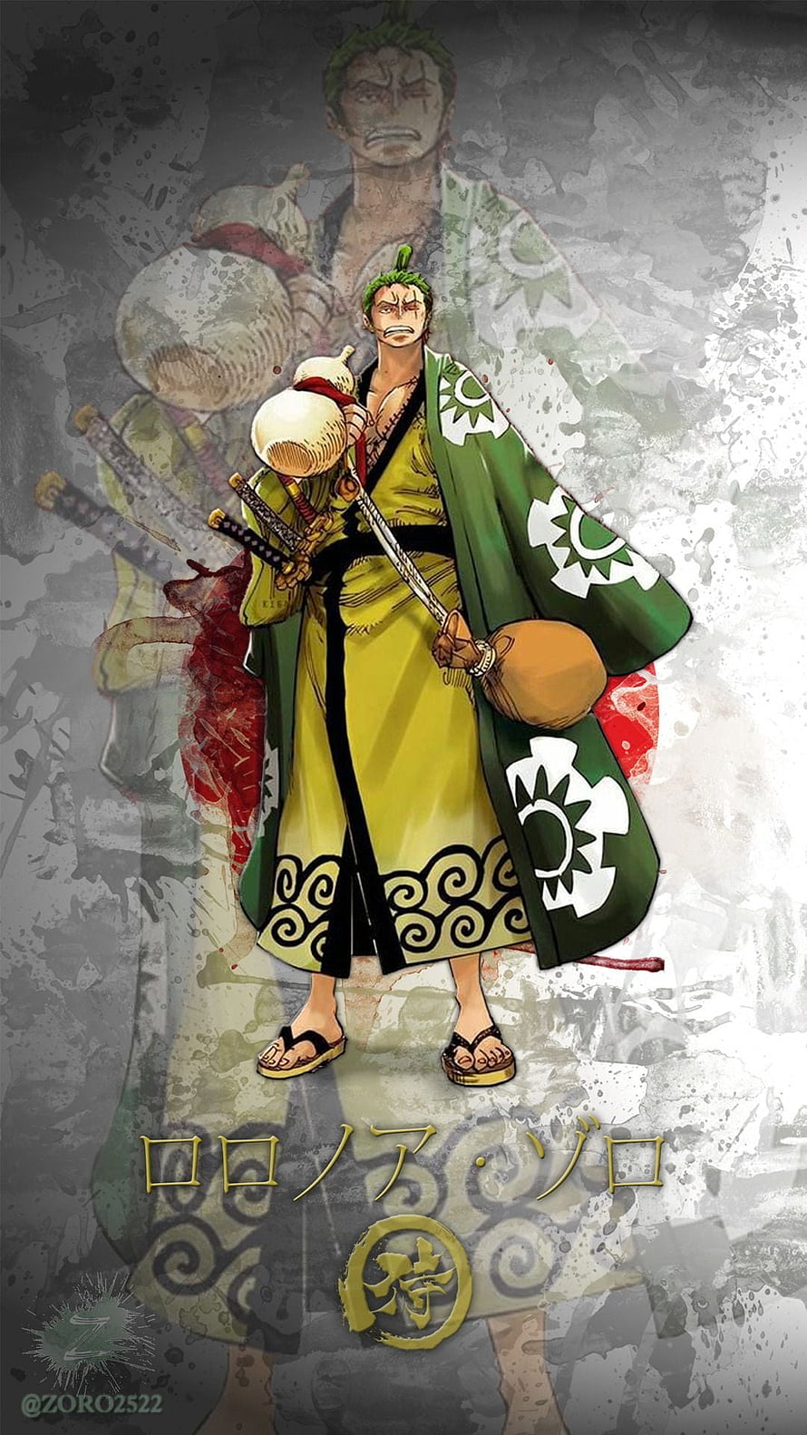 Roronoa Zoro Samurai Warrior in Traditional Japanese Kimono and Green Cape HD phone wallpaper