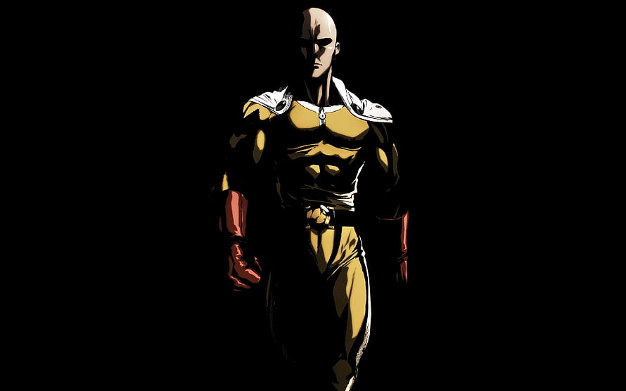 Saitama from One-Punch Man in Dramatic Dark Comic Style HD wallpaper