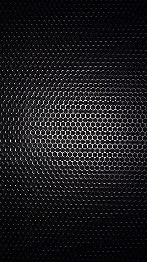 Dark Metallic Hexagonal Mesh Pattern with Central Radial Glow HD phone wallpaper