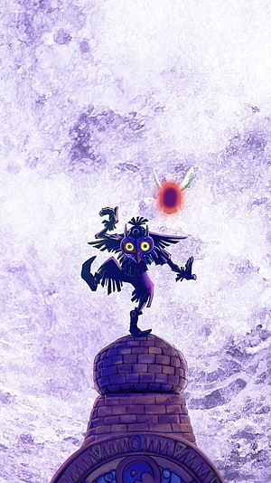 Skull Kid Standing on Tower Spire in Majora's Mask 3D HD phone wallpaper