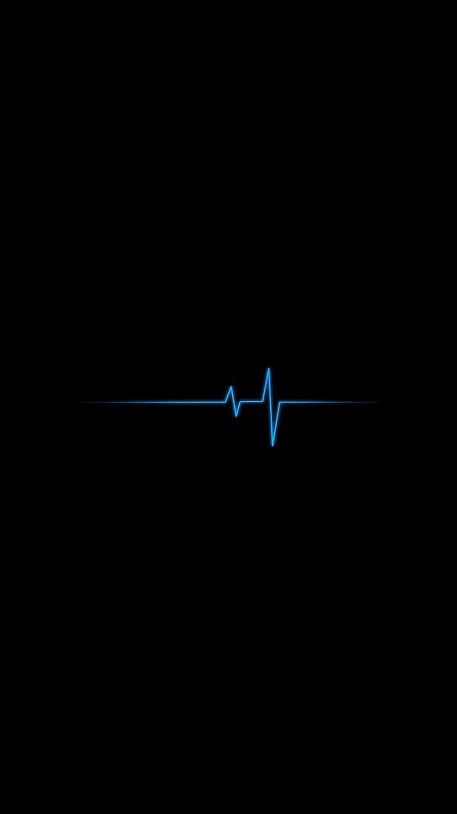 Minimalist Blue EKG Heartbeat Line on Black Background HD phone wallpaper