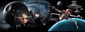 Star Wars Space Battle with Death Star, TIE Fighters, X-Wings, and Star Destroyers HD wallpaper
