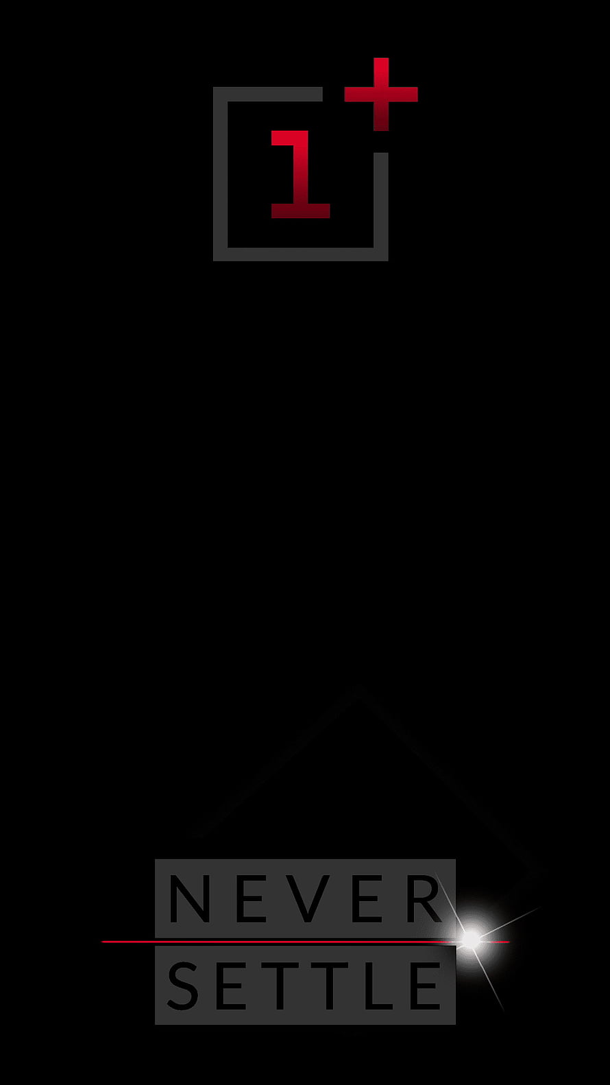 OnePlus Never Settle Minimalist Black Wallpaper with Red Logo and Lens Flare HD phone wallpaper