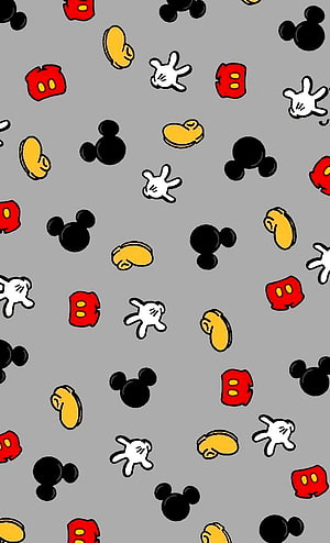 Mickey Mouse Icon Pattern Wallpaper with Classic Silhouettes and Cartoon Elements HD phone wallpaper