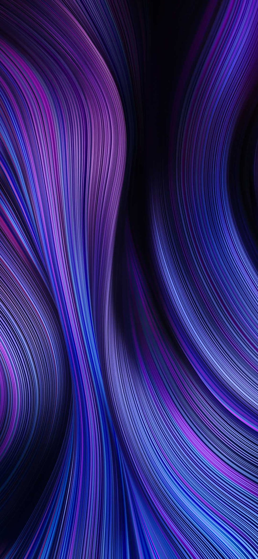 Vibrant Purple and Blue Flowing Abstract Lines on Dark Background HD phone wallpaper