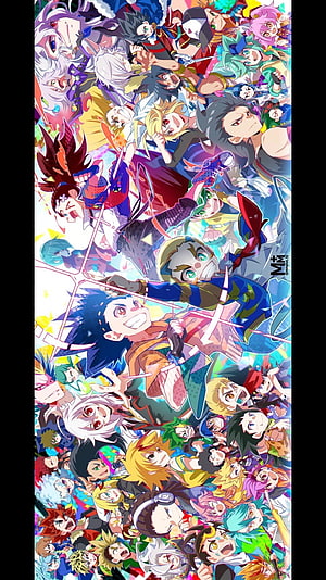Beyblade Burst Anime Character Group Artwork HD phone wallpaper