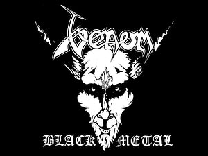 Venom Black Metal Goat Head Logo with Pentagram on Black Background HD wallpaper