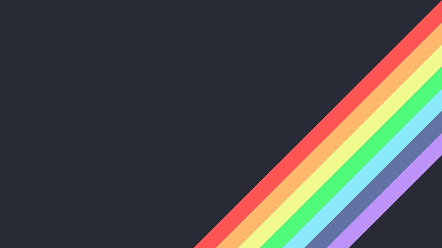 Minimalist Diagonal Rainbow Stripes on Dark Charcoal Background HD wallpaper
