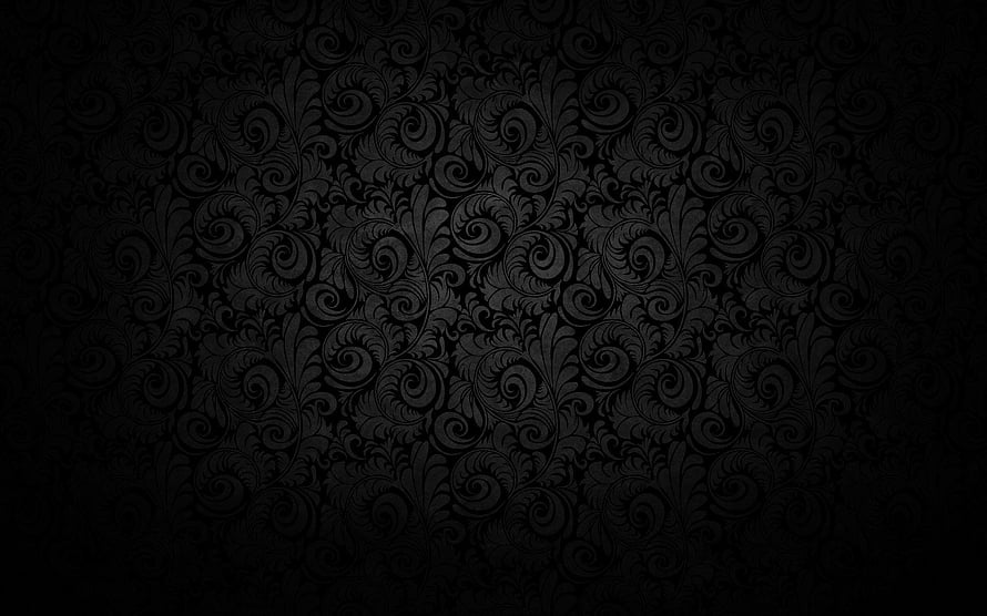 Elegant Black Damask Pattern with Ornate Floral Scrollwork and Vignette HD wallpaper