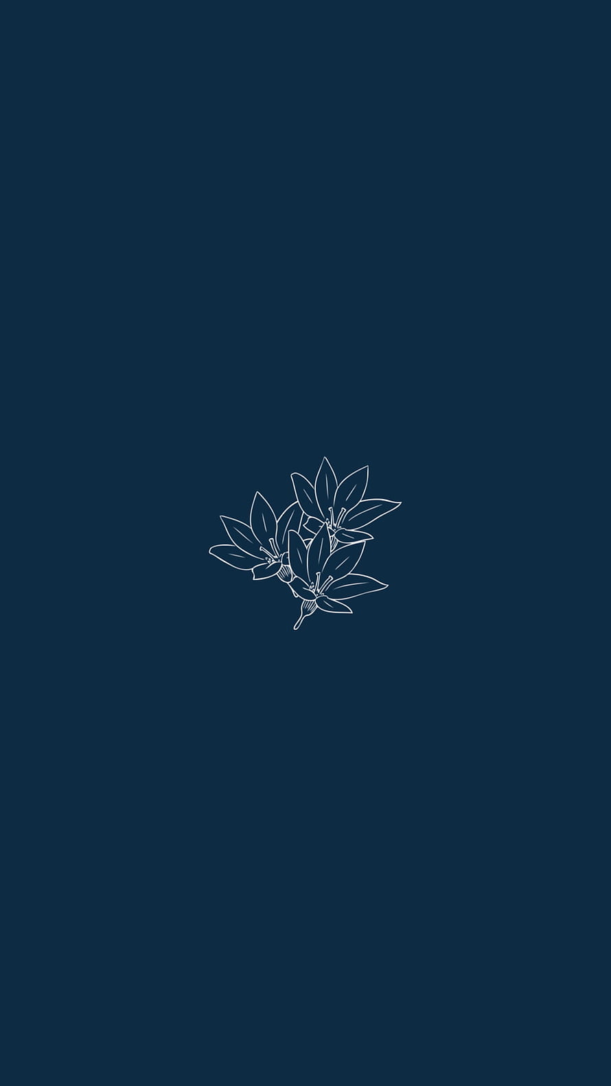 Minimalist White Line Art Flower Illustration on Dark Navy Blue Background HD phone wallpaper
