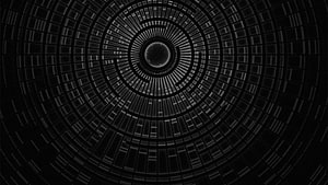 Dark Abstract Geometric Tunnel with Concentric Circular Grid Pattern HD wallpaper