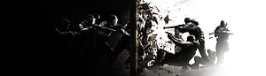 Rainbow Six Siege Tactical Breach Action Scene with Silhouetted Operators and Debris HD wallpaper