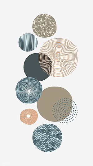 Pastel Geometric Circle Pattern with Textured Doodle Elements on Neutral Background HD phone wallpaper