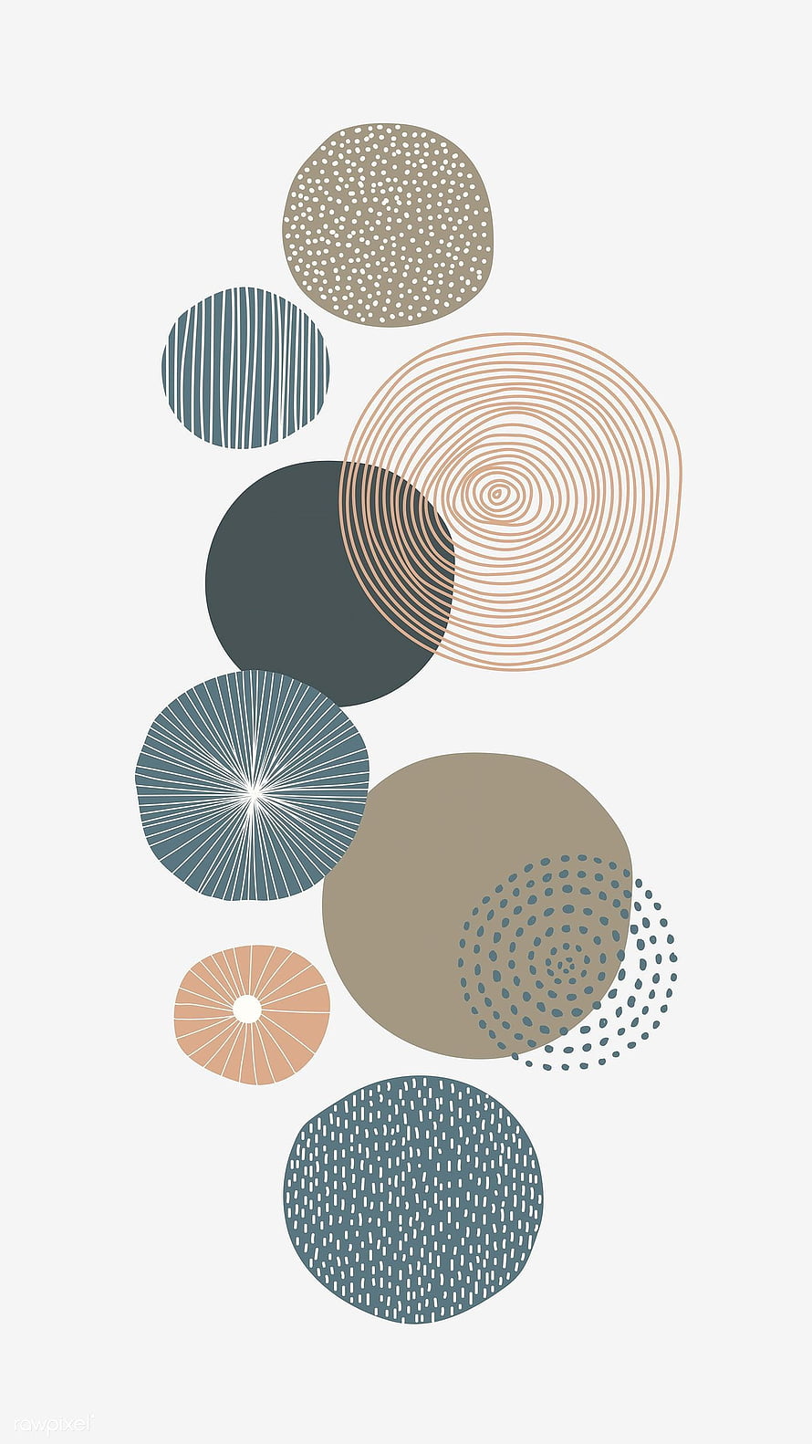 Pastel Geometric Circle Pattern with Textured Doodle Elements on Neutral Background HD phone wallpaper
