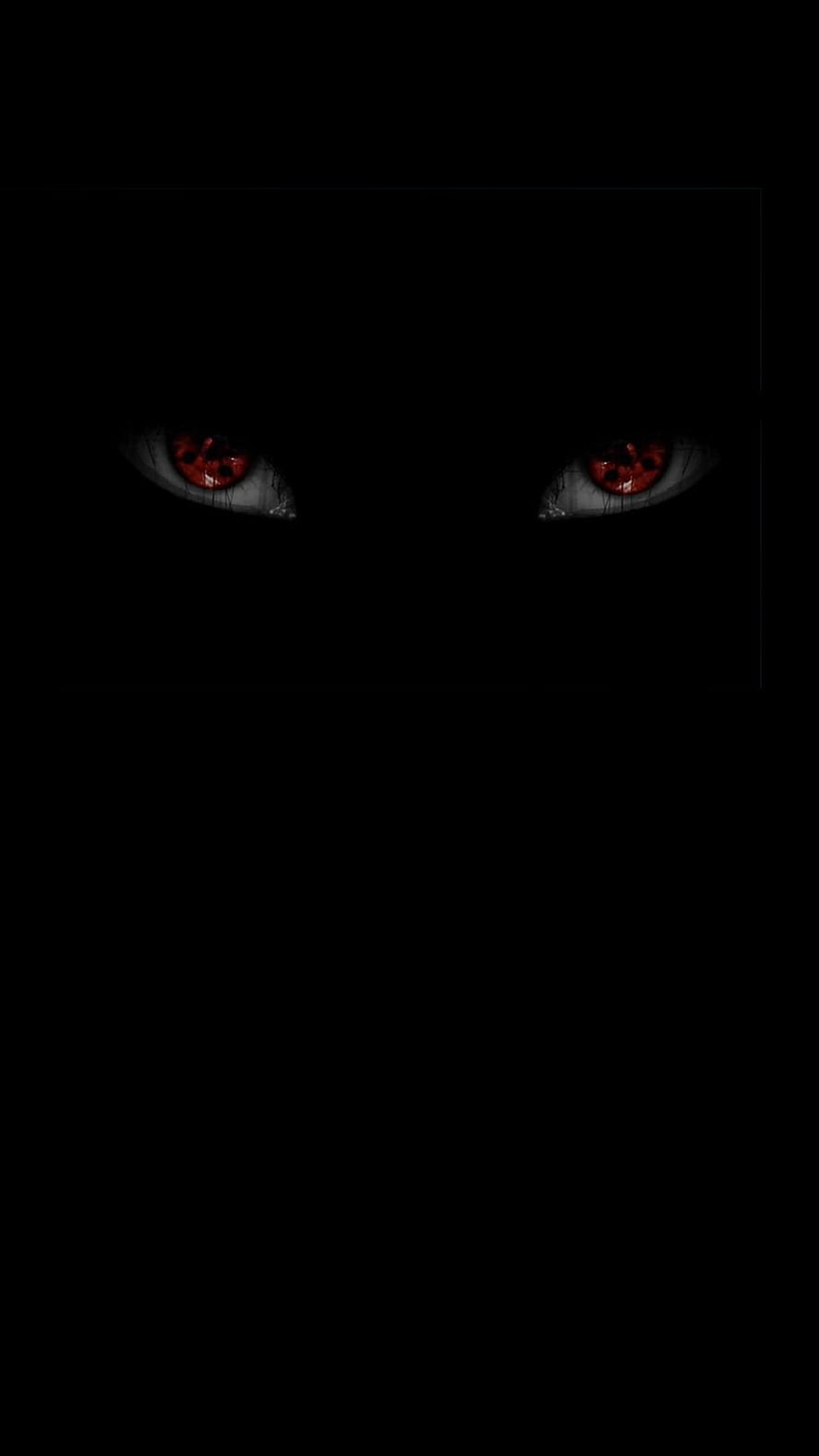 Naruto Dark Eyes in Shadow, Glowing Red Anime Horror Wallpaper HD phone wallpaper