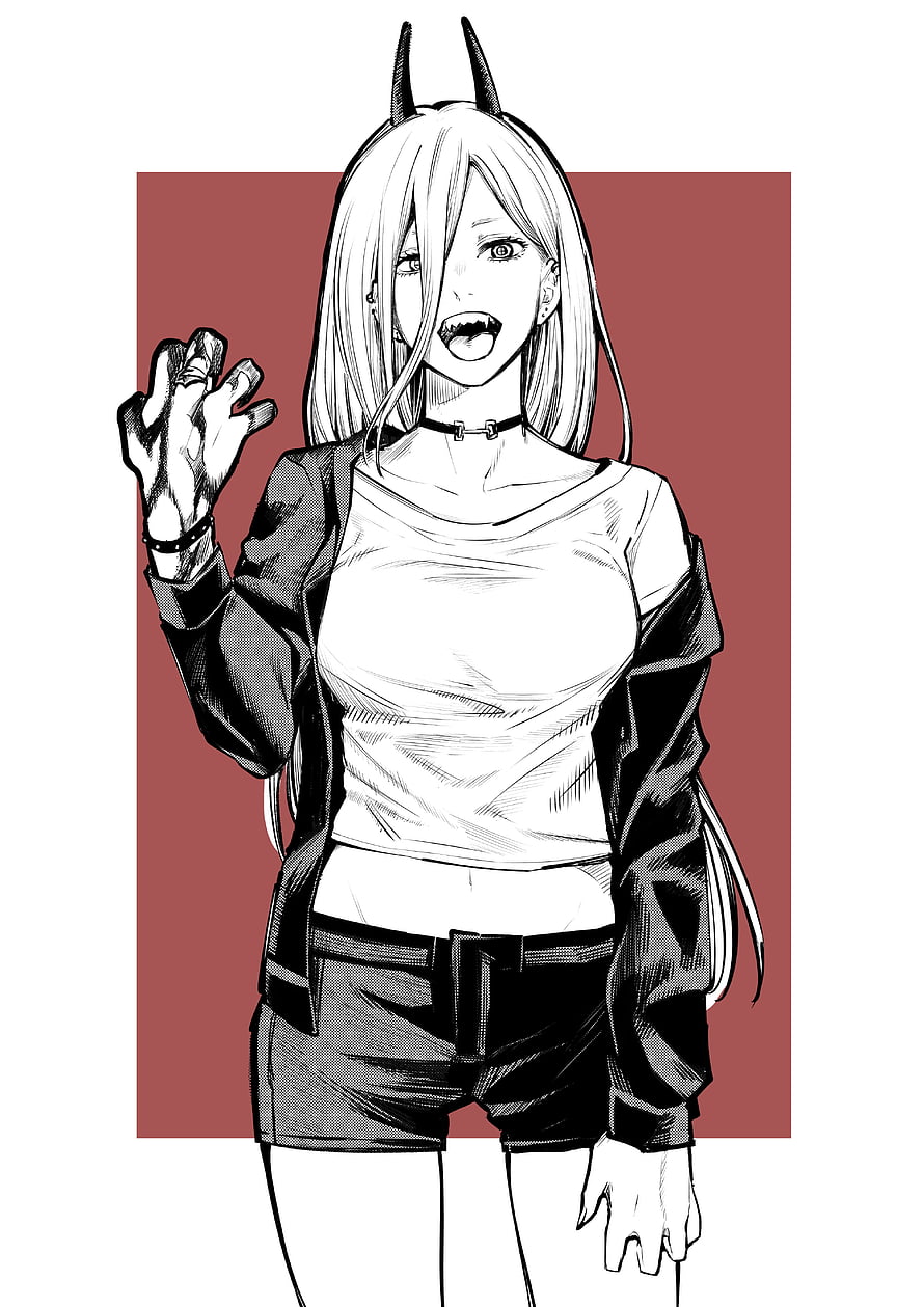 Chainsaw Man Anime Character Illustration With Horns And Edgy Streetwear HD phone wallpaper