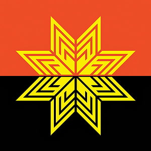 Dewa 19 Geometric Star Logo on Split Red and Black Background HD phone wallpaper
