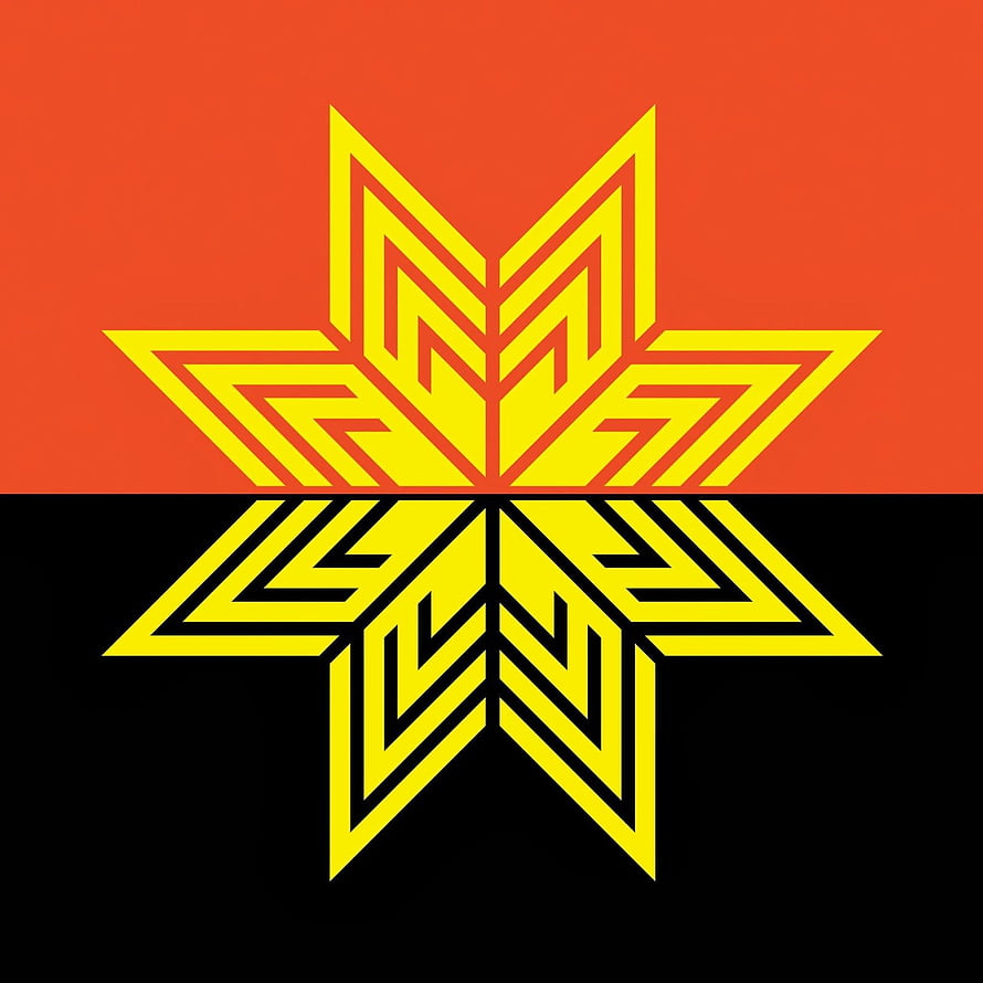 Dewa 19 Geometric Star Logo on Split Red and Black Background HD phone wallpaper