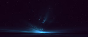 Deep Space Horizon with Glowing Blue Nebula and Starfield HD wallpaper