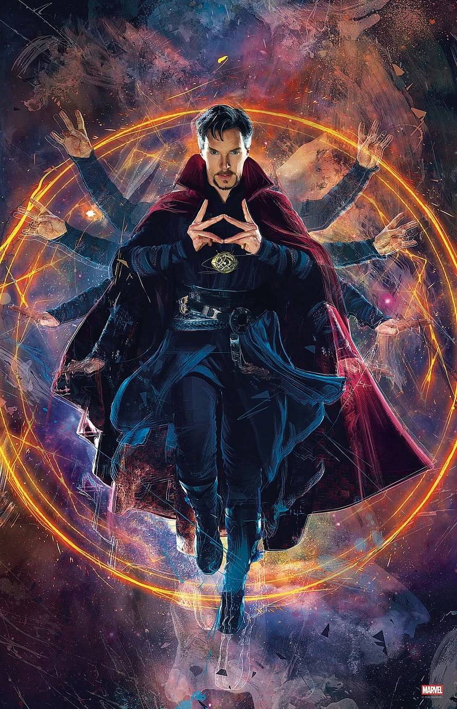 Doctor Strange Casting Multiple Magic Circles in a Cosmic Multiverse Setting HD phone wallpaper