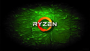 AMD Ryzen Processor Logo on Dark Green Cracked Texture Background HD wallpaper