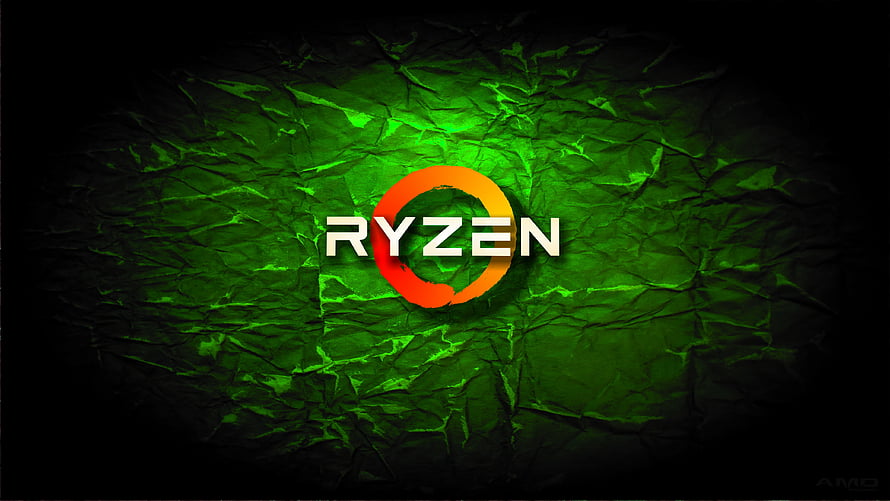 AMD Ryzen Processor Logo on Dark Green Cracked Texture Background HD wallpaper